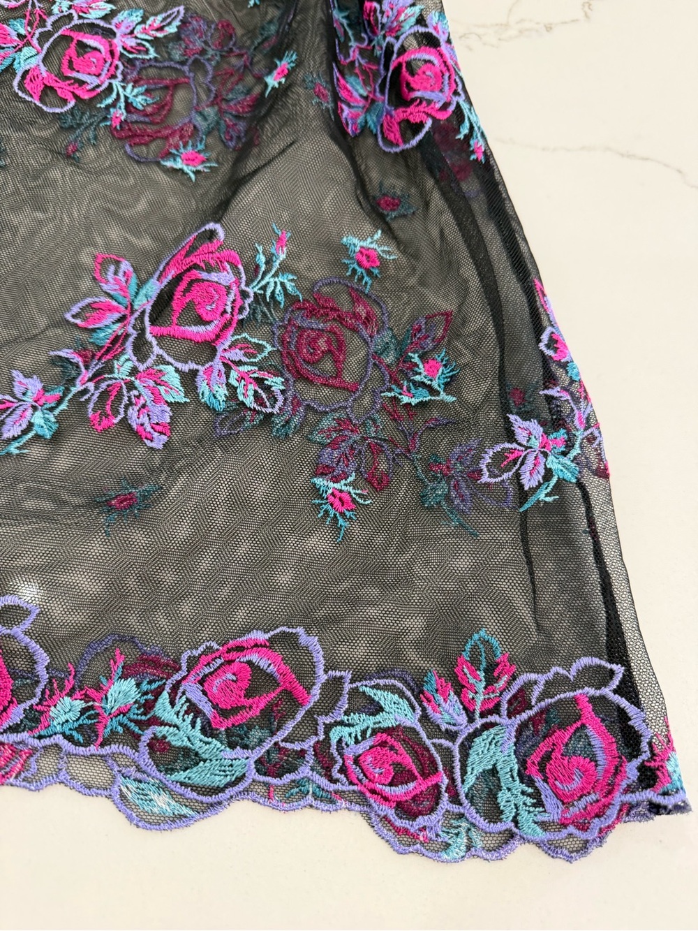 NWT Victoria's Secret Floral Embroidery Sheer Mesh lingerie Slip size L - Picture 9 of 12